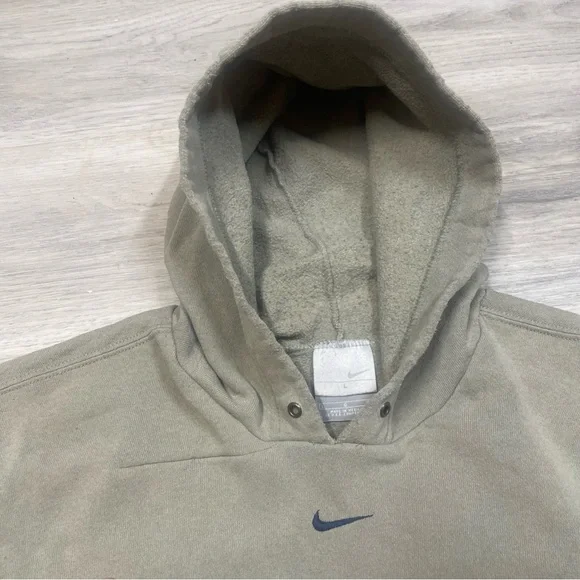 Vintage 90’s Nike center Swoosh RARE Sage Green colour way Pullover hoodie sz L - Picture 2 of 14